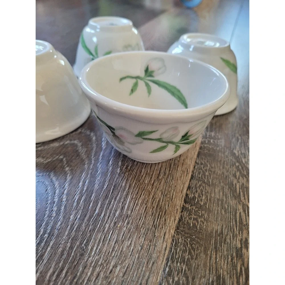 Vintage Syracuse China Dessert Bowls Apple Blossom‎ Mid-Century Modern Set of 4